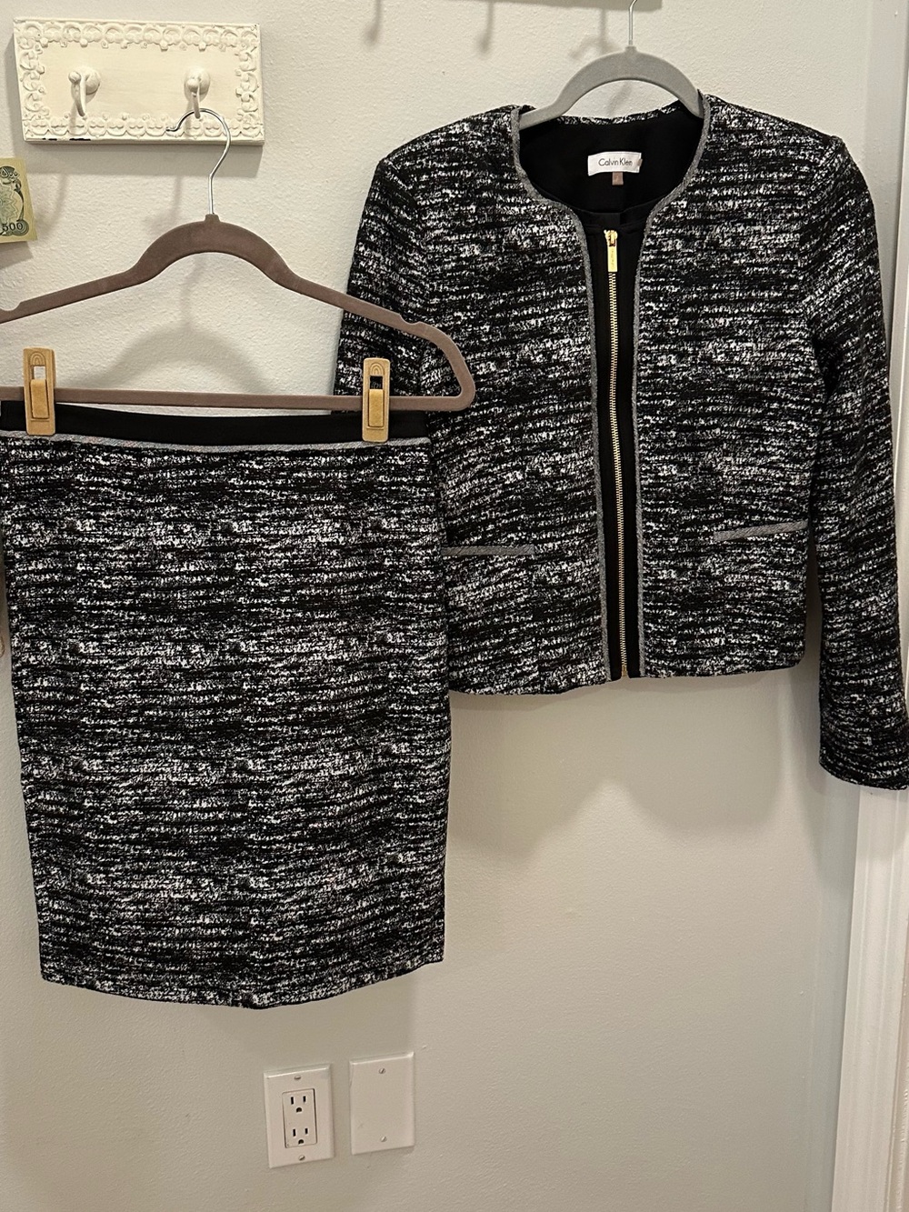 Calvin Klein Black & White and black Skirt Suit Set